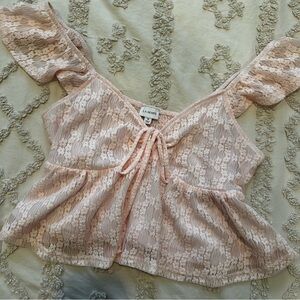 La Hearts Blush Lace Blouse